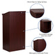 Mahogany |#| Stand-Up Wood Lectern in Mahogany with Adjustable Shelving and Slanted Top