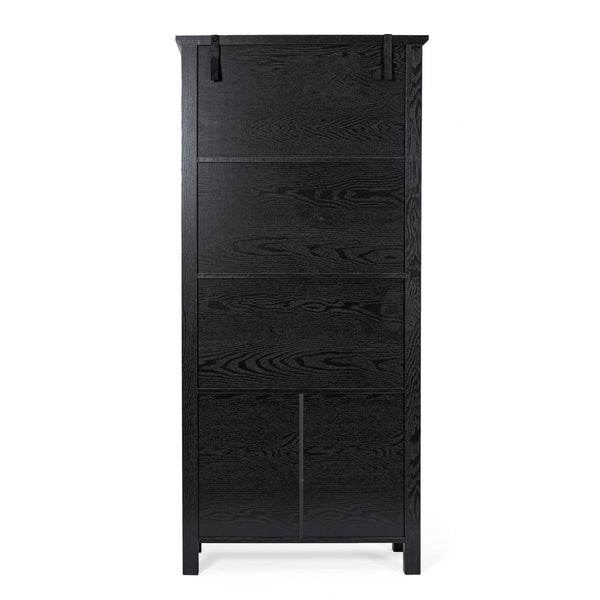 Black |#| 3 Tier Farmhouse Style Storage Cabinet Bookshelf with Glass Doors - Black