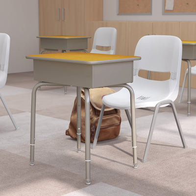 Student Desk with Open Front Metal Book Box - View 2