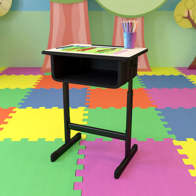 Student Desk with Top and Adjustable Height Pedestal Frame - View 2