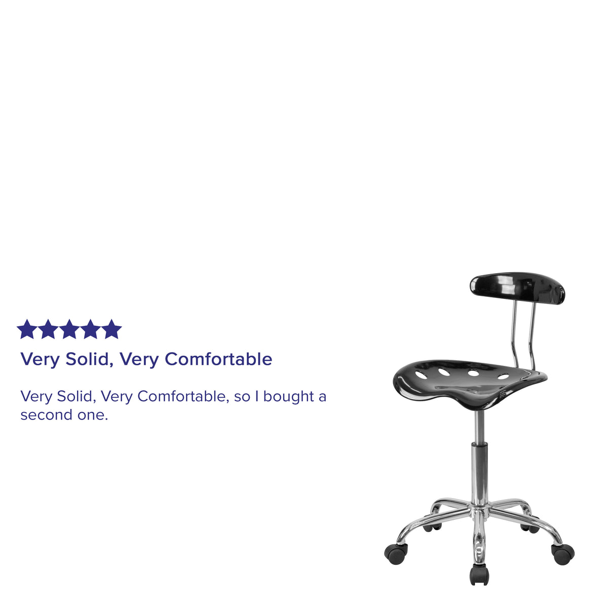 Black |#| Vibrant Black and Chrome Swivel Task Office Chair with Tractor Seat