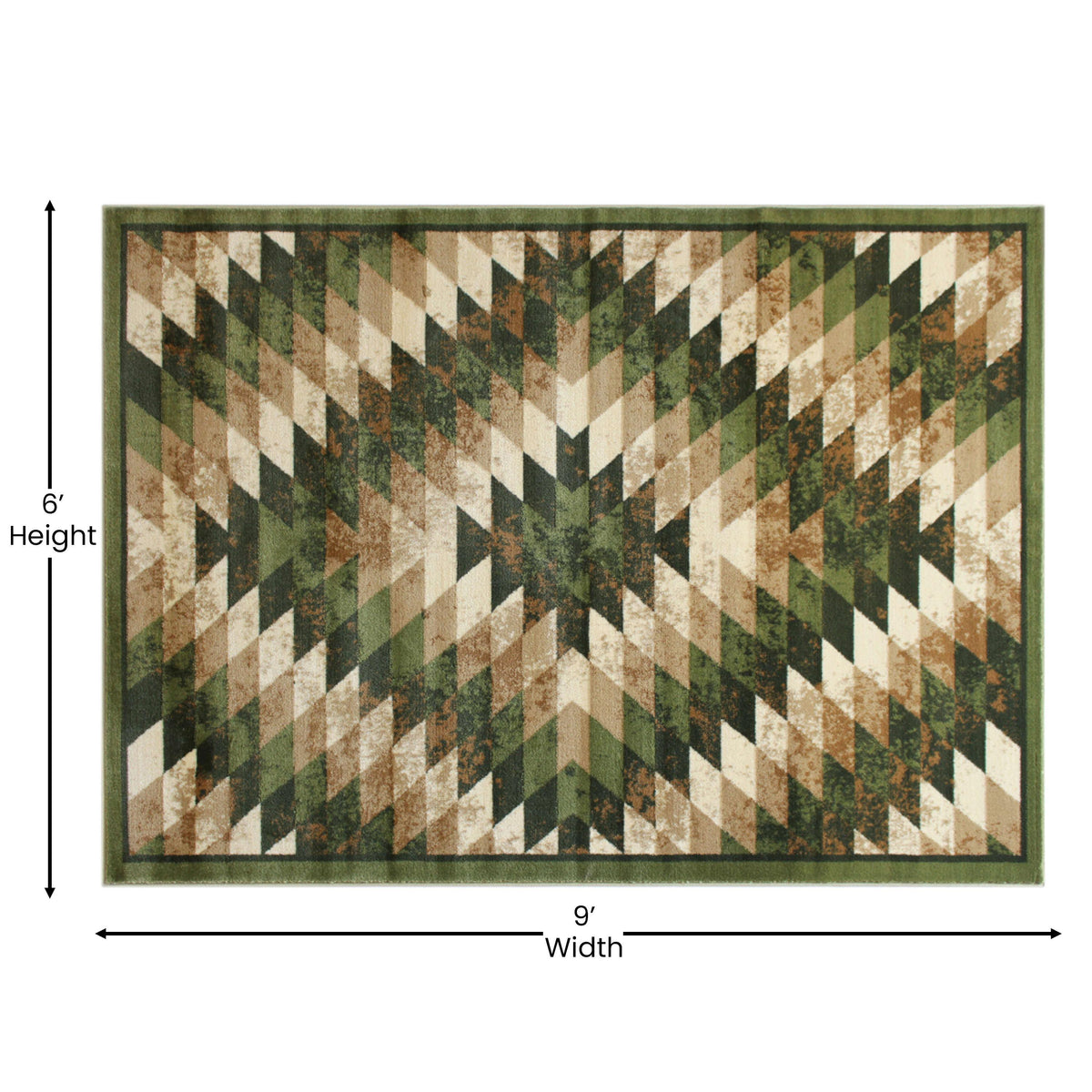 Green,6' x 9' |#| Southwestern Style Diamond Patterned Indoor Area Rug - Green - 6' x 9'