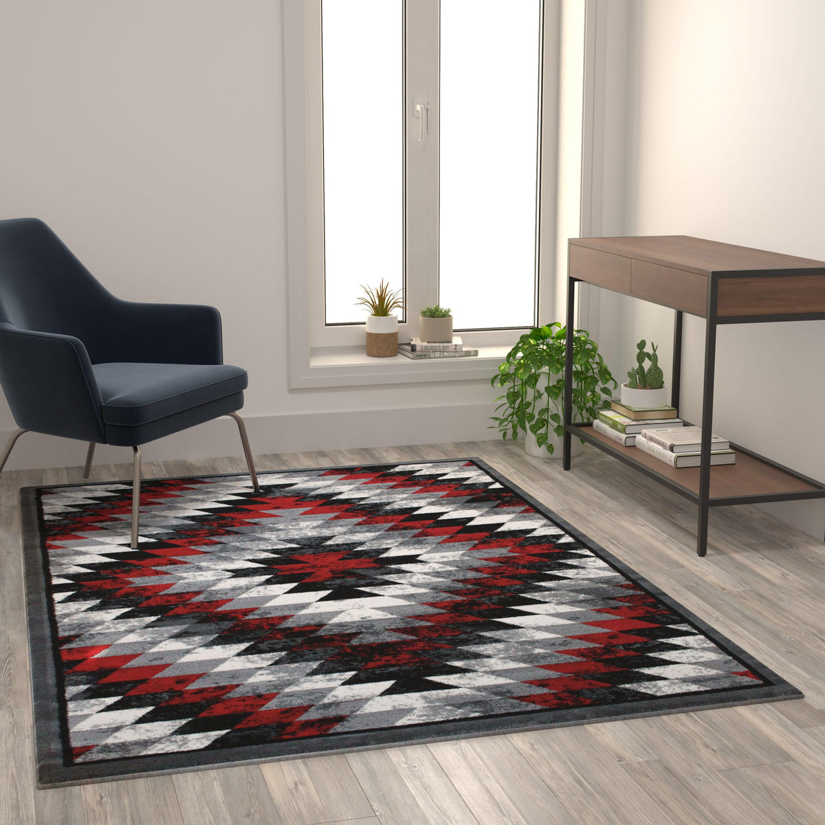 Red,5' x 7' |#| Southwestern Style Diamond Patterned Indoor Area Rug - Red - 5' x 7'