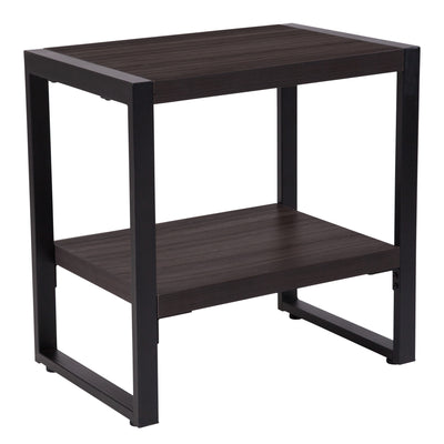 Thompson Collection Wood Grain Finish End Table with Metal Frame