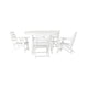White |#| Commercial All Weather Adirondack Table and 4 Chairs with Cupholders in White