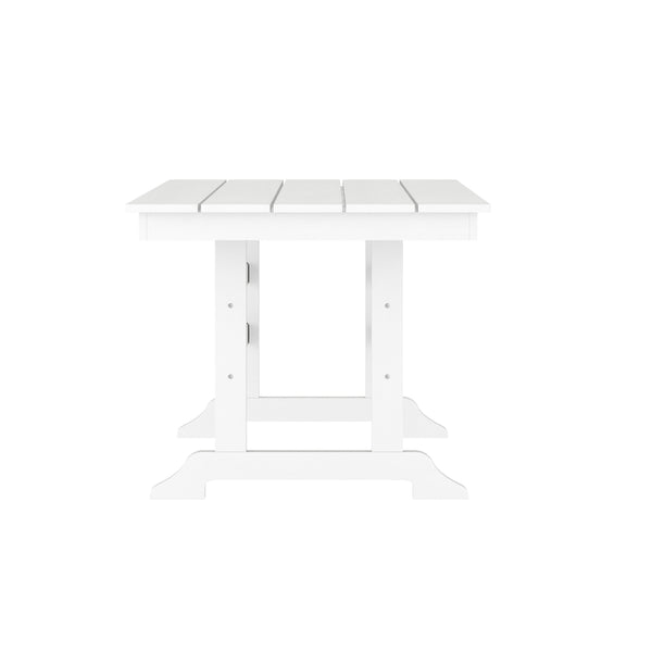 White |#| Commercial All Weather Adirondack Table and 6 Chairs with Cupholders in White
