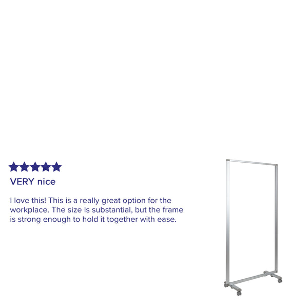 Transparent Acrylic Mobile Partition with Lockable Casters, 72inchH x 36inchL