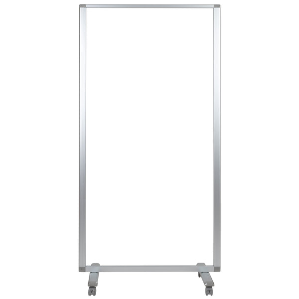 Transparent Acrylic Mobile Partition with Lockable Casters, 72inchH x 36inchL