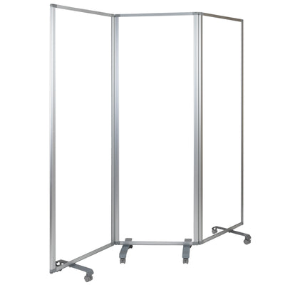 Transparent Acrylic Mobile Partition with Lockable Casters (3 Sections Included) - View 1