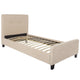 Beige,Twin |#| Twin Size Two Button Tufted Upholstered Platform Bed in Beige Fabric