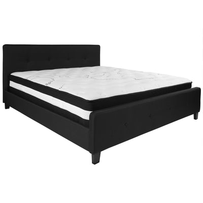 Tribeca Button Tufted Upholstered Platform Bed with Pocket Spring Mattress - View 1