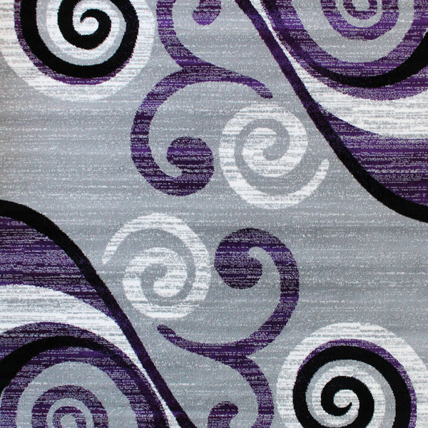 Purple,6' x 9' |#| Modern Distressed Swirl Abstract Style Indoor Area Rug in Purple - 6' x 9'