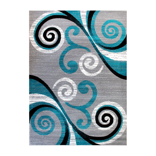 Turquoise,8' x 10' |#| Modern Distressed Swirl Abstract Style Indoor Area Rug in Turquoise - 8' x 10'