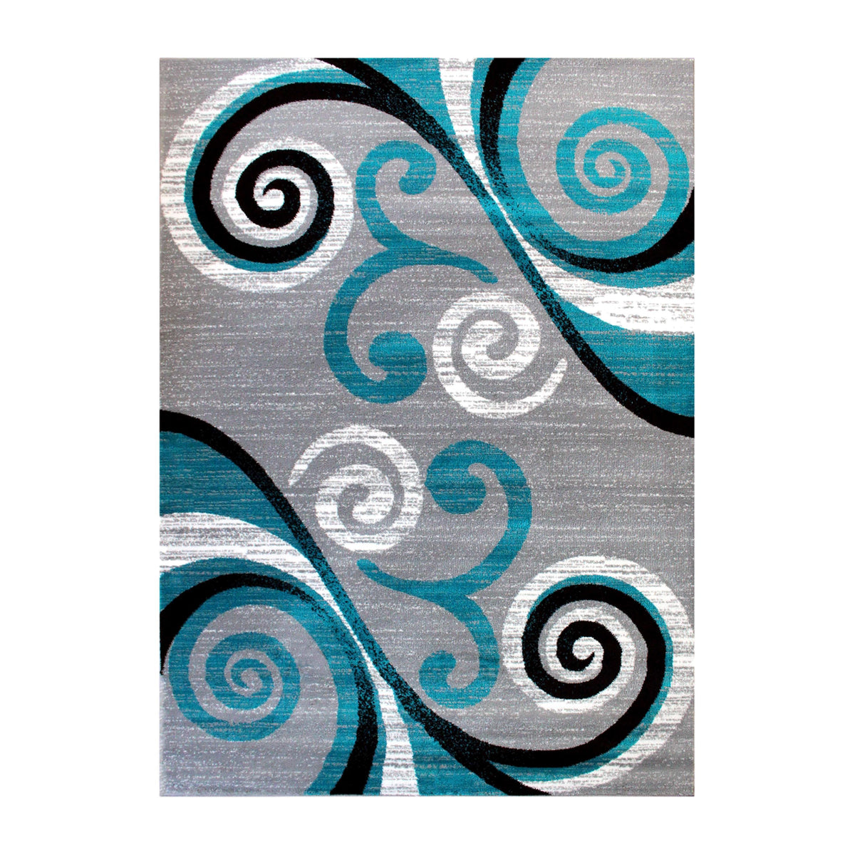 Turquoise,6' x 9' |#| Modern Distressed Swirl Abstract Style Indoor Area Rug in Turquoise - 6' x 9'