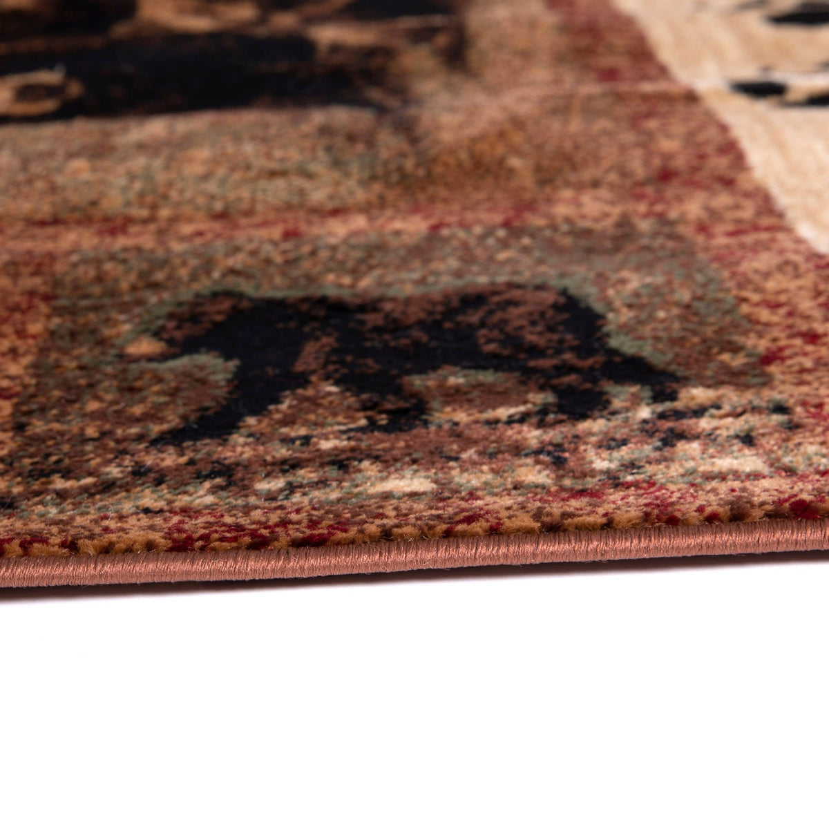 8' x 10' |#| Nature Inspired Mother Bear with 2 Cubs Brown Indoor Olefin Area Rug - 8' x 10'