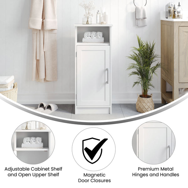 White |#| Modern Bathroom Storage Cabinet with Magnetic Close Door and 3 shelves - White