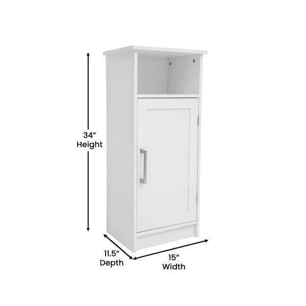 White |#| Modern Bathroom Storage Cabinet with Magnetic Close Door and 3 shelves - White