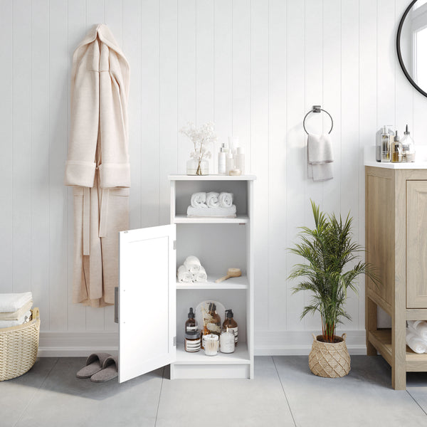 White |#| Modern Bathroom Storage Cabinet with Magnetic Close Door and 3 shelves - White