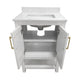 White Frame/Gold Hardware,24" |#| 24" Bathroom Vanity with Sink, Open Storage & Gold Hardware in White