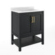 Black Frame/Gold Hardware,30" |#| 30" Bathroom Vanity with Sink, Open Storage & Gold Hardware in Black