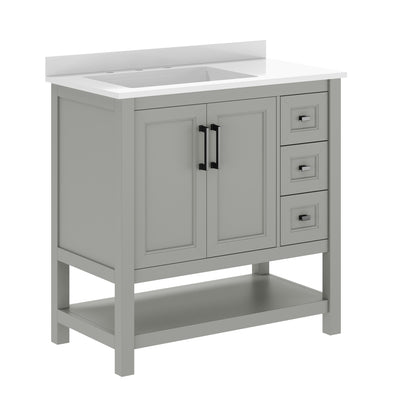 Bathroom Vanity with Sink, Open Storage, and Storage Drawers - View 1