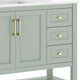 Sage Frame/Gold Hardware,42" |#| 42" Bathroom Vanity with Sink, Open Storage, and Storage Drawers in White