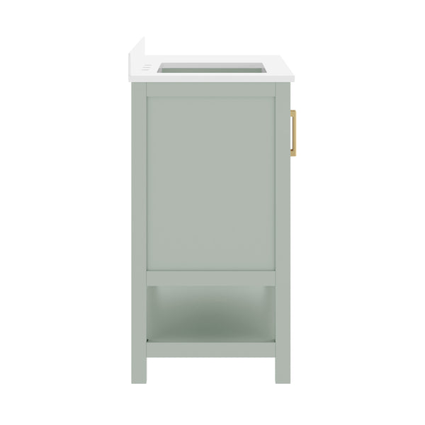 Sage Frame/Gold Hardware,42" |#| 42" Bathroom Vanity with Sink, Open Storage, and Storage Drawers in White