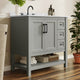 Gray Frame/Black Hardware,36" |#| 36" Bathroom Vanity with Sink, Open Storage, and Storage Drawers in Gray