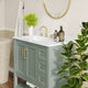 Sage Frame/Gold Hardware,36" |#| 36" Bathroom Vanity with Sink, Open Storage, and Storage Drawers in Sage