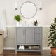 Gray,36" |#| 36 Inch Bathroom Vanity with Sink, Open Storage, and Storage Drawers in Gray