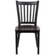 Walnut Wood Seat/Black Metal Frame |#| Black Vertical Back Metal Restaurant Chair - Walnut Wood Seat