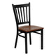 Cherry Wood Seat/Black Metal Frame |#| Black Vertical Back Metal Restaurant Chair - Cherry Wood Seat