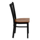 Cherry Wood Seat/Black Metal Frame |#| Black Vertical Back Metal Restaurant Chair - Cherry Wood Seat