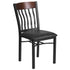 Vertical Back Metal and Wood Restaurant Chair with Vinyl Seat