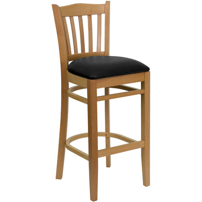 Vertical Slat Back Wooden Restaurant Barstool