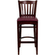 Burgundy Vinyl Seat/Mahogany Wood Frame |#| Vertical Slat Back Mahogany Wood Restaurant Barstool - Burgundy Vinyl Seat