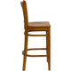 Cherry Wood Seat/Cherry Wood Frame |#| Vertical Slat Back Cherry Wood Restaurant Barstool with Footrest