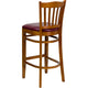 Burgundy Vinyl Seat/Cherry Wood Frame |#| Vertical Slat Back Cherry Wood Restaurant Barstool - Burgundy Vinyl Seat