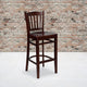 Mahogany Wood Seat/Mahogany Wood Frame |#| Vertical Slat Back Mahogany Wood Restaurant Barstool with Footrest