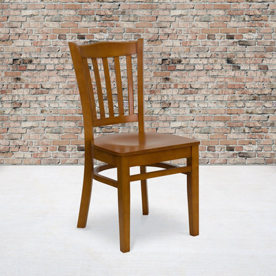 Vertical Slat Back Wooden Restaurant Chair