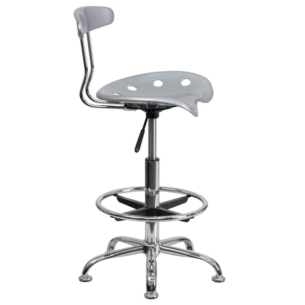Silver |#| Vibrant Silver and Chrome Drafting Stool with Tractor Seat