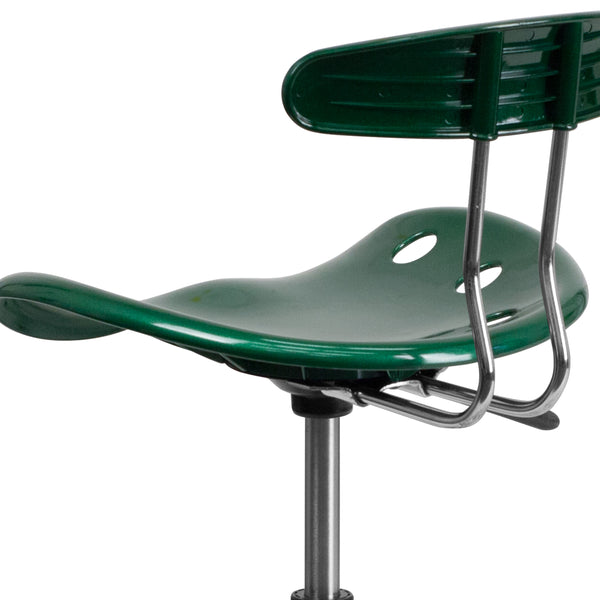 Green |#| Vibrant Green and Chrome Drafting Stool with Tractor Seat