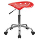 Red |#| Vibrant Red Tractor Seat and Chrome Stool - Drafting & Office Stools