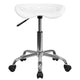 White |#| Vibrant White Tractor Seat and Chrome Stool - Drafting & Office Stools