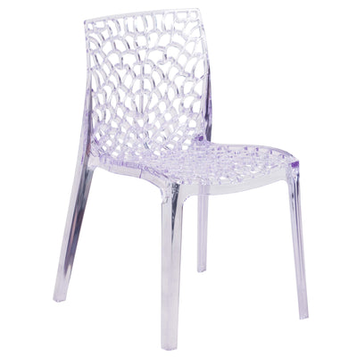 Vision Series Transparent Stacking Side Chair with Artistic Pattern Design - View 1