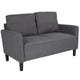 Dark Gray Fabric |#| Upholstered Living Room Loveseat with Straight Arms in Dark Gray Fabric
