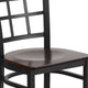 Walnut Wood Seat/Black Metal Frame |#| Black Window Back Metal Restaurant Chair - Walnut Wood Seat