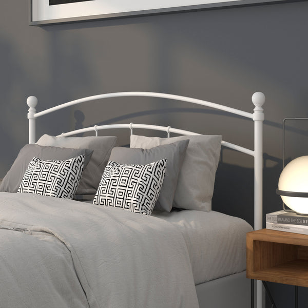 White,Full |#| Decorative White Metal Full Size Headboard - Bedroom Furniture - Modern