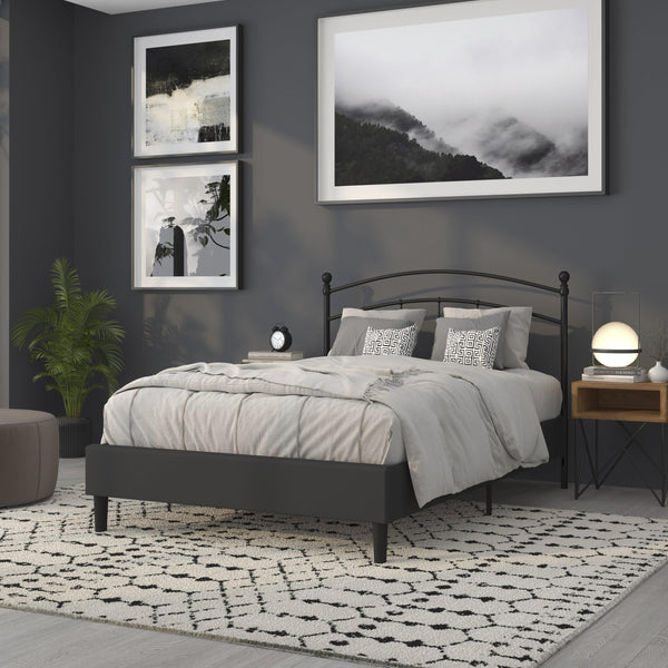 Black,Full |#| Decorative Black Metal Full Size Headboard - Bedroom Furniture - Modern