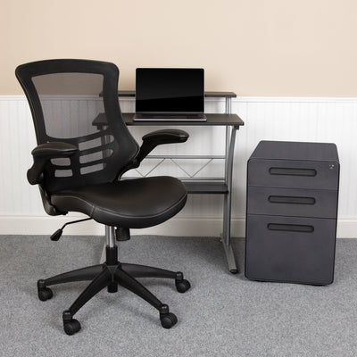 Work From Home Kit - Computer Desk, Ergonomic Mesh/LeatherSoft Office Chair and Locking Mobile Filing Cabinet - View 2
